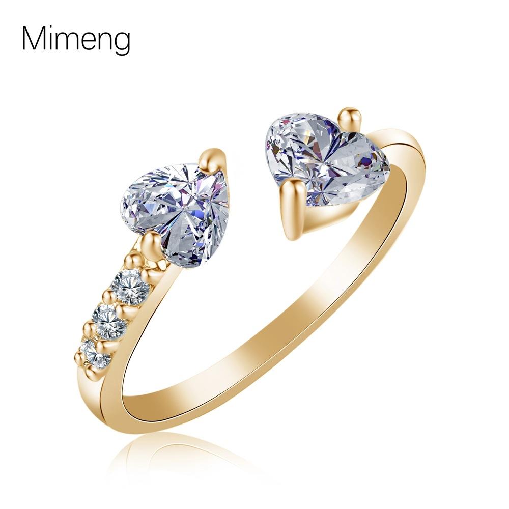 

2023 new heart-shaped zircon ring women s light luxury personality open ring