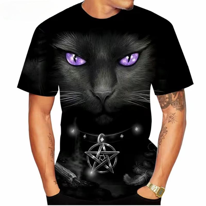 Pánské tričko s potiskem kočky Pánské oblečení Trička pro muže Tričko s krátkým rukávem Vtipný potisk kočky Nadměrné tričko Letní tričko Topy
