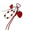 Miu Style Handcrafted Beaded Strawberry Heart Keychain For Gift And Accessories