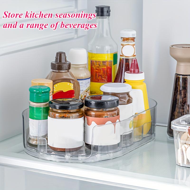 Beer Beverage Storage Tray 360 Rotating Removable Organizer Beer Holder Turntable Organization For Fridge Cosmetics Storage