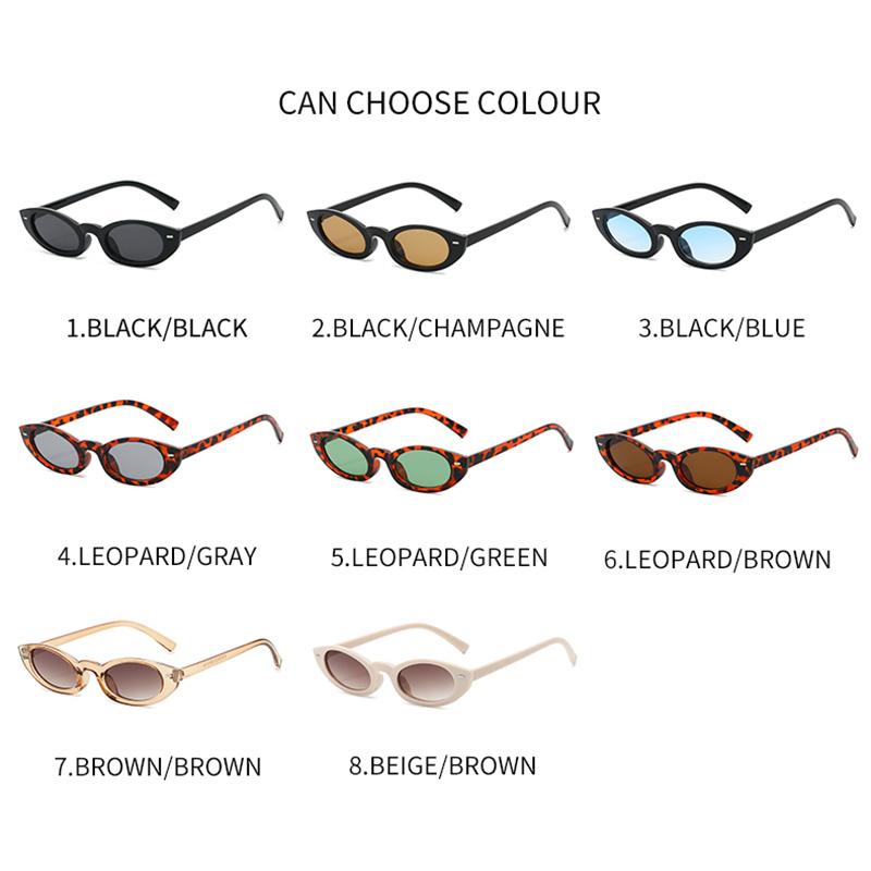 Retro Oval Cat-Eye Sunglasses – Vintage 90s Narrow Frame UV400 Fashion Eyewear for Women & Men