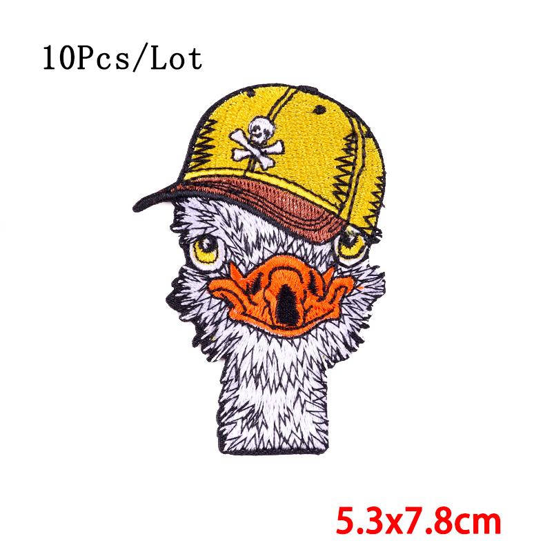 10Pcs/Lot Punk Animal Patch Embroidered Patches For Clothing Embroidery Patch Iron On Patches On Clothes DIY Hook Loop Stickers