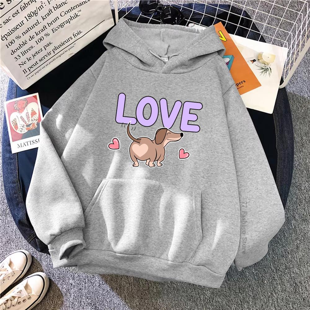 Cartoon Dog Love Printed Hoodie Women's Harajuku Autumn/Winter Home Fashion Neutral Super Large Hoodie Top