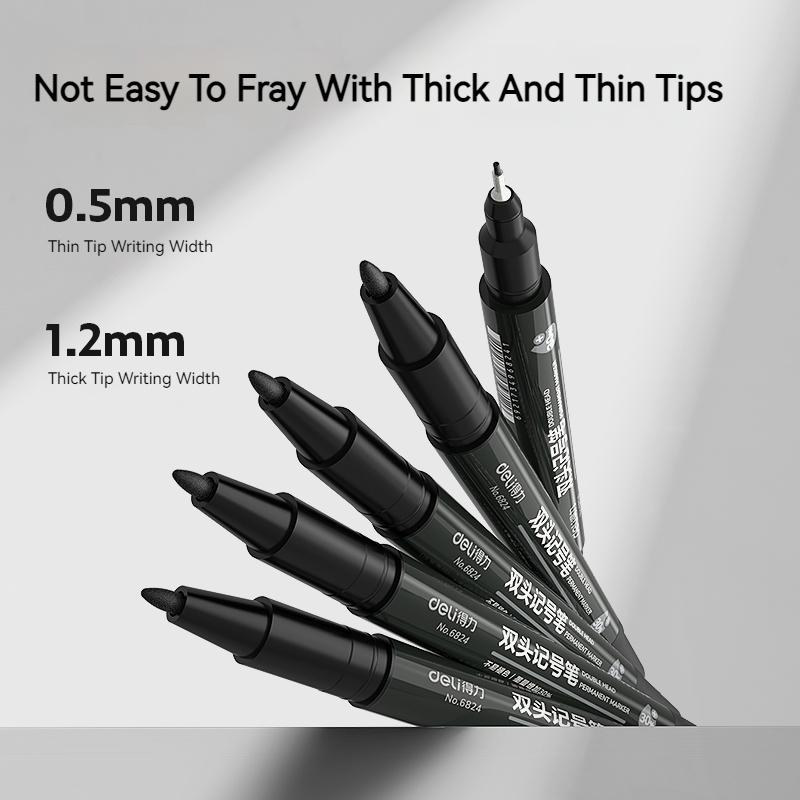 Deli Double-Ended Oil-Based Marker Set 12 Pieces Fine/Thick Art Sketching Outline CD Marking Tool for Students