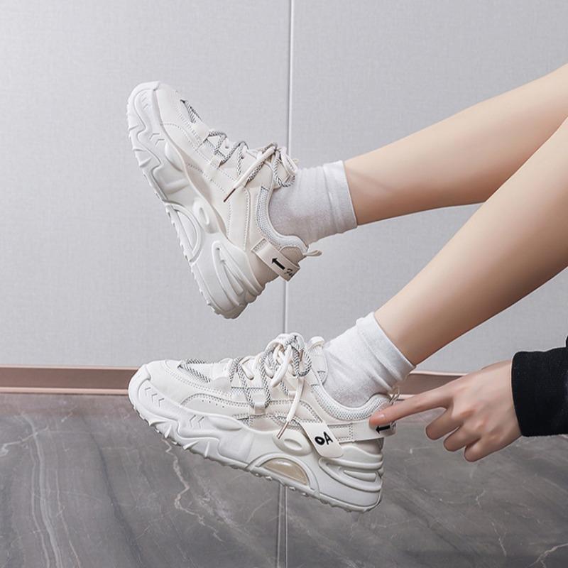Women's Sneakers 2025Autumn New Platform Running Shoes Korean Style Trend White Lace Up Jogging Trainers Zapatillas De Mujer