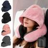 Washable Cover Travel Neck Pillow Adjustable Hooded Pillow U-shaped Pillow with Cap  Outdoor Travel
