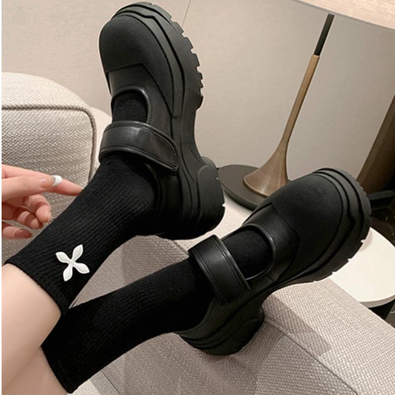 French Vintage Mary Janes Single Shoes 2023 Spring Summer New Small White Shoes Super Thick Soled Canvas Women's Sports Shoes