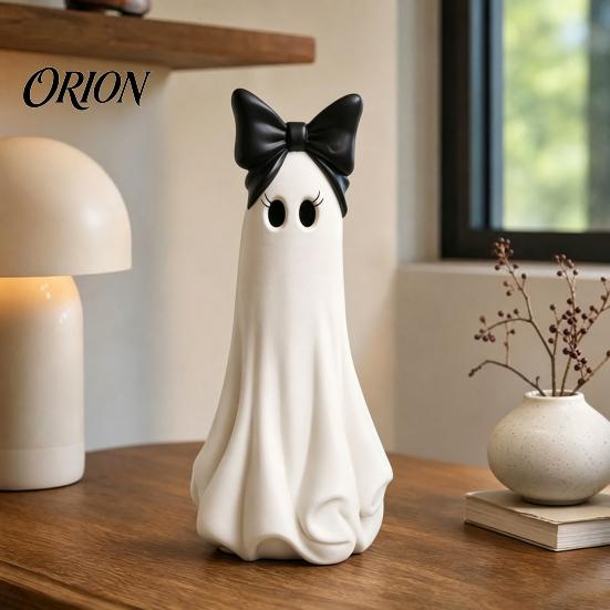 Cute Halloween Table Decor Ghost Resin Ornament, Matte Finish Desktop Figurine, Decorative Spooky Decorations Statue for Home Living Room Entrance