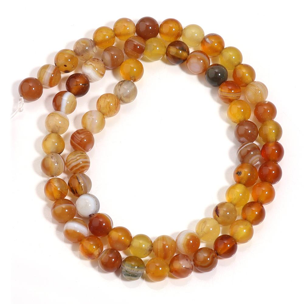 1 Strand Natural Agate Stone Beads 6 8 10mm Amber Color Round Loose Beads For DIY Jewelry Making Bracelets Necklace Accessories
