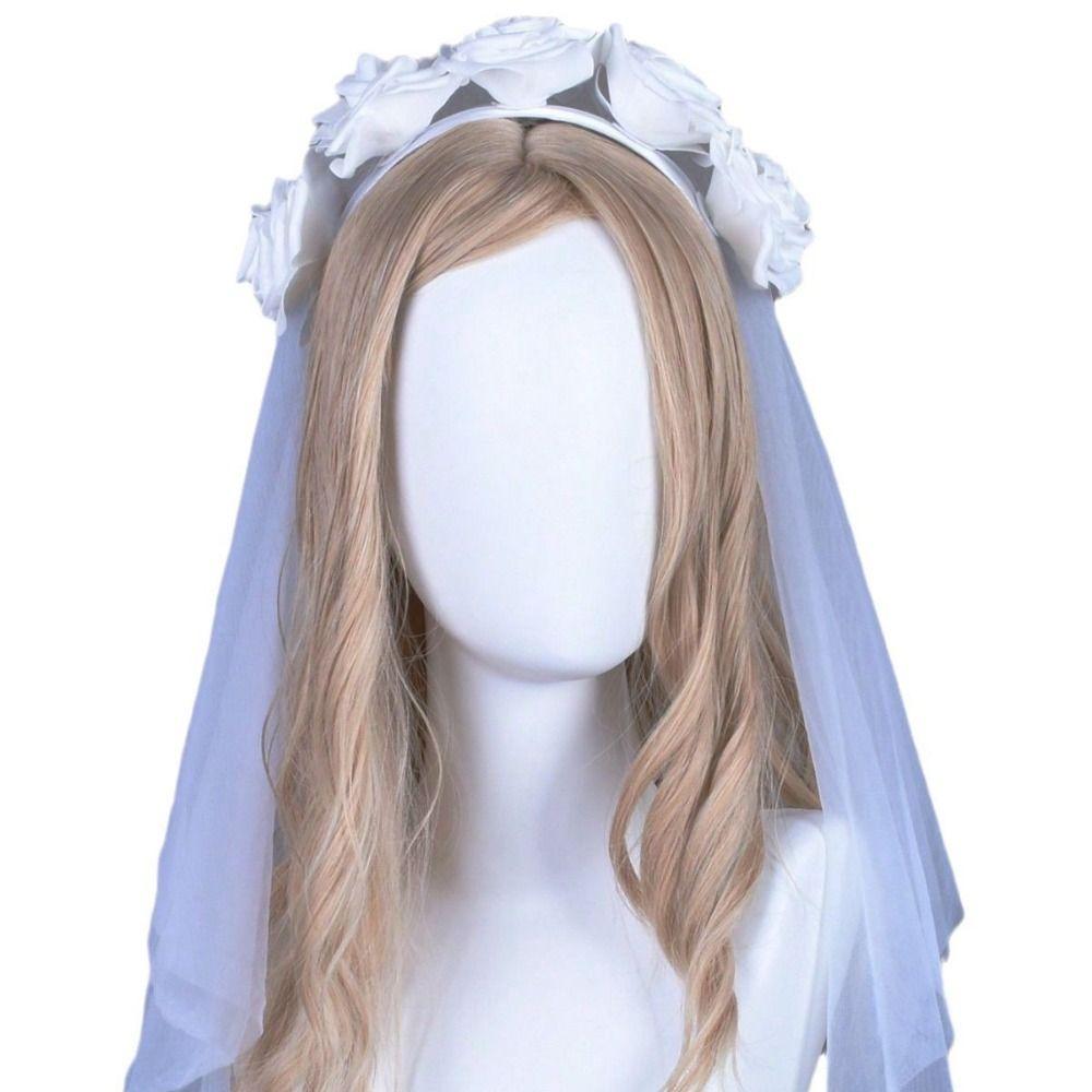 

Готический стиль Хэллоуин Роза Повязка для волос Белый головной убор Принадлежности для вечеринок Цветы Ободок для волос Косплей белый