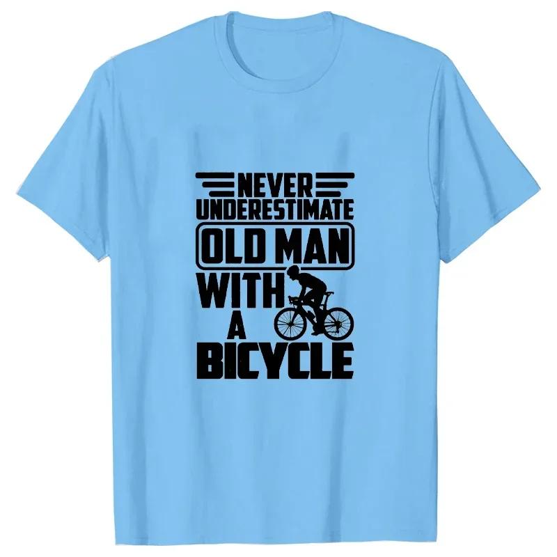 Pánské triko Nikdy nepodceňujte starého muže s potiskem na kole Trička Léto s krátkým rukávem ČERNÉ Tričko Trička Trička Oversize Košile