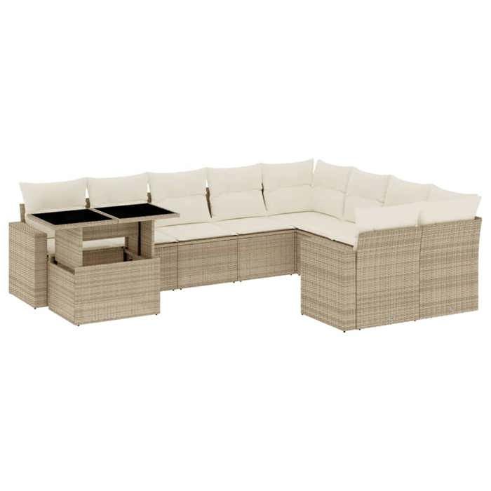 VidaXL Garden Lounge Set with Cushions 10 Pcs Beige Braided Resin 3267508