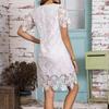 2026 Summer Women's Solid Color Lace A-Line Dress, Short Sleeve, Round Neck