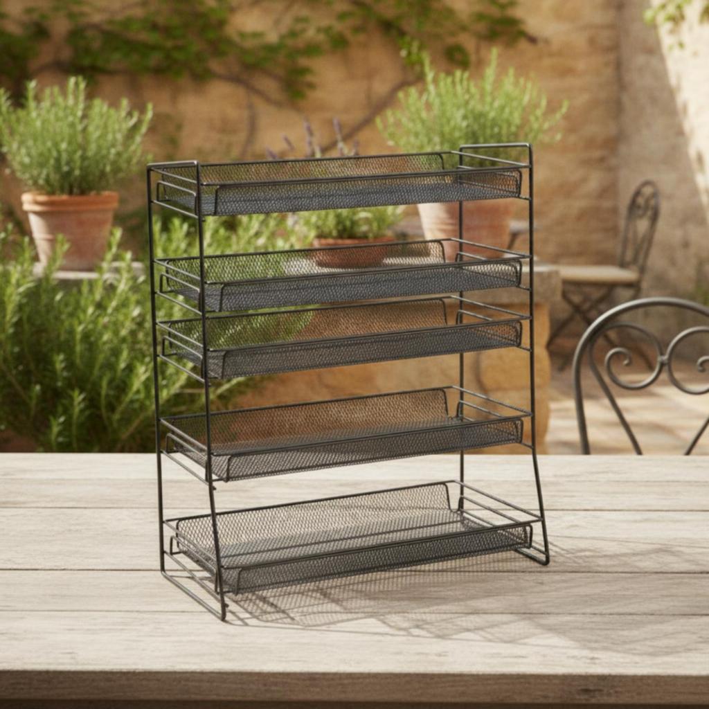 Countertop Storage Counter spaceSaving 4-Tier Display Rack Metal for Pantry