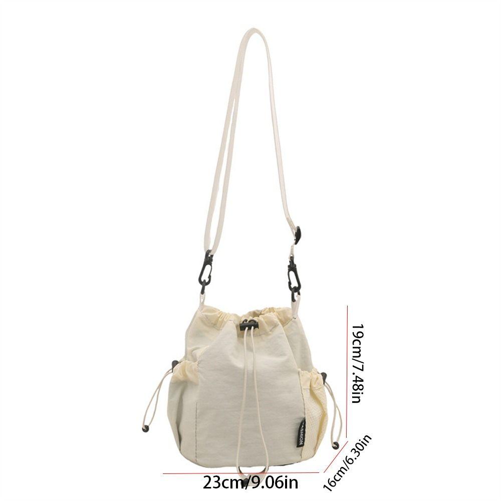 Korean Style Drawstring Bucket Bag Purse Small Crossbody Bag Fashionable Nylon Shoulder Bag  Women