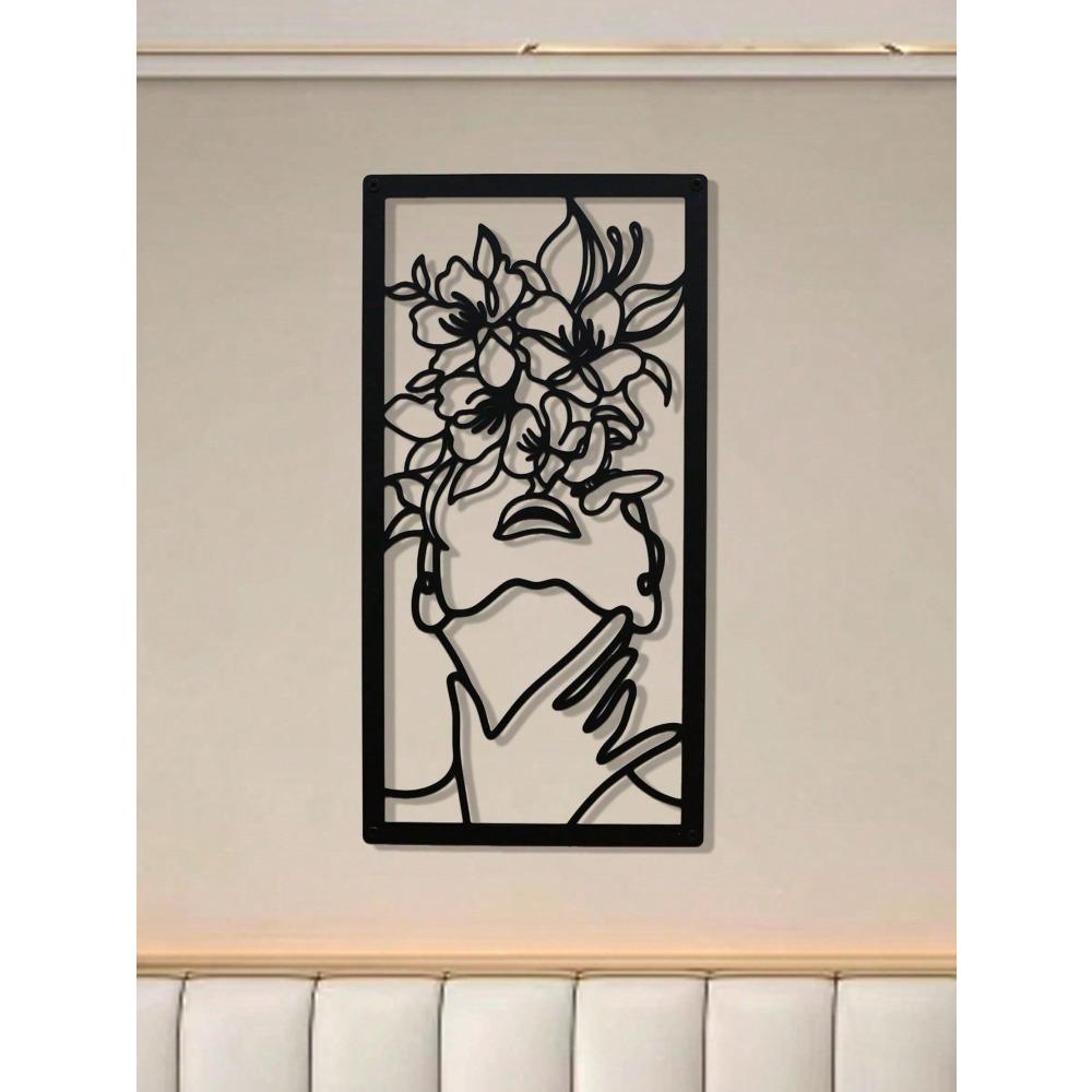 Dreamy Flower Metal Wall Art Creative Line Art Home Decor for Women Room