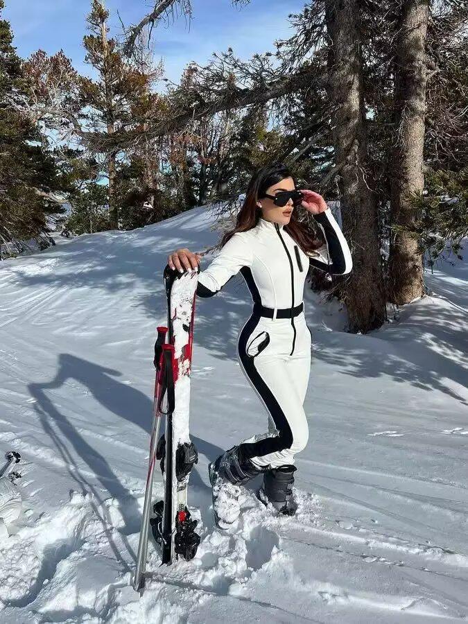 Ski-Serie Modischer Taillenbetonender Jumpsuit Baumwolljacke