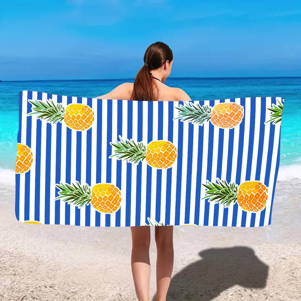 1pc Fruit Printed Beach Towel, Quick Drying and Absorbent Soft Swimming Towel, Multi-functional Sand Proof Beach Towel