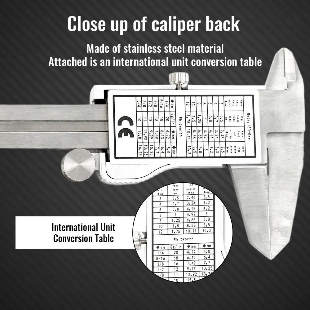 6 Inch 150mm Digital Vernier Caliper Stainless Steel Micrometer Measuring Tool Depth Ruler