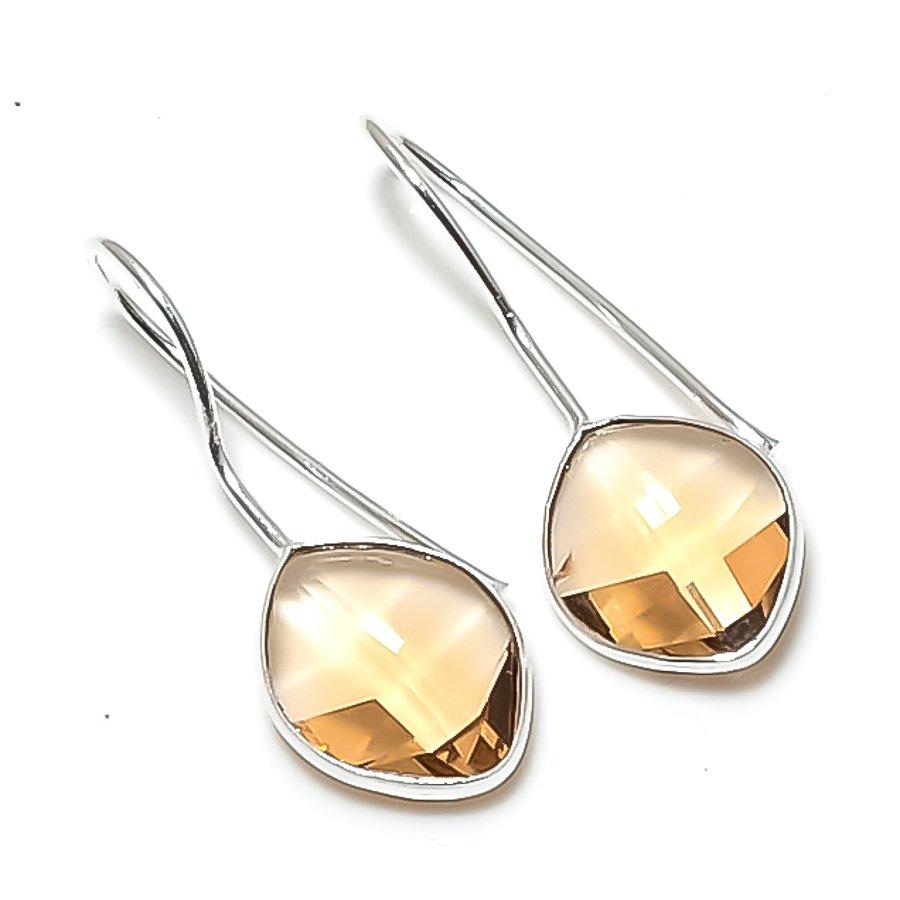 Natural Morganite Gemstone 925 Sterling Silver Jewelry Earring 1.26  AE-12651