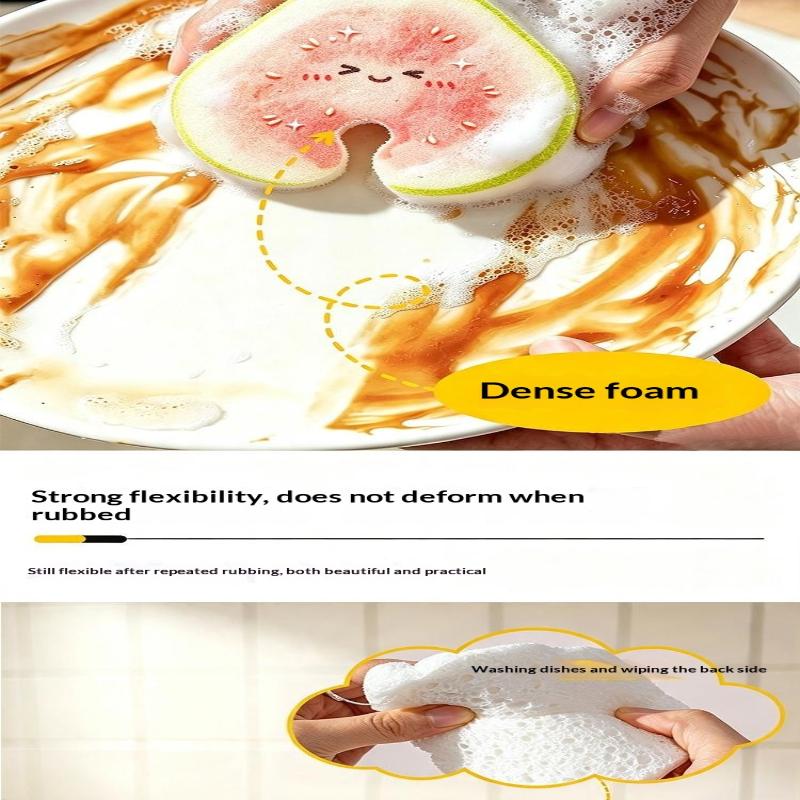 Cartoon Fruit Series Dish Sponge Brush Soft Bristle Scratch-Free Multipurpose Kitchen Cleaning Gadget for Home Use