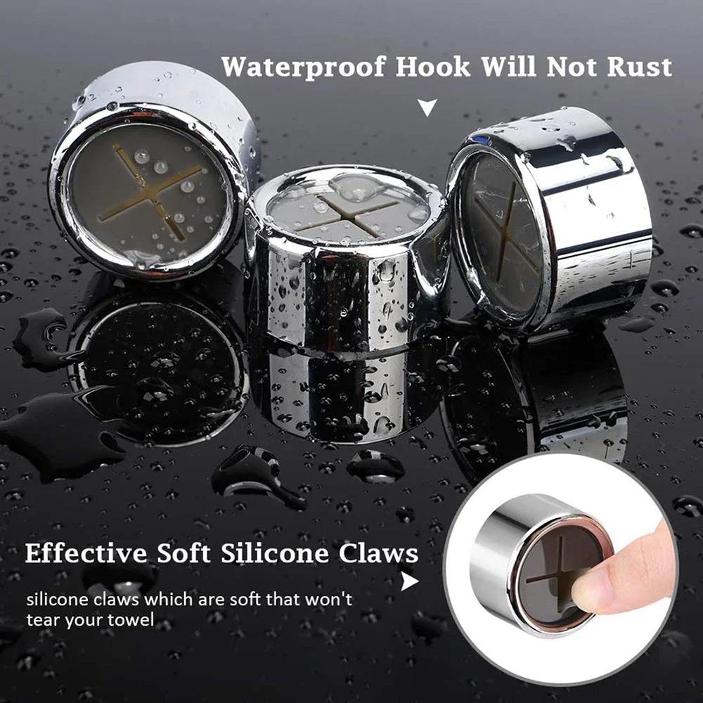 4PCS Bathroom Towel Storage Sucker Racks Wall Mounted Self Adhesive Plug Holder Hooks Round Kitchen Dishcloth Hanger Clip Organizer