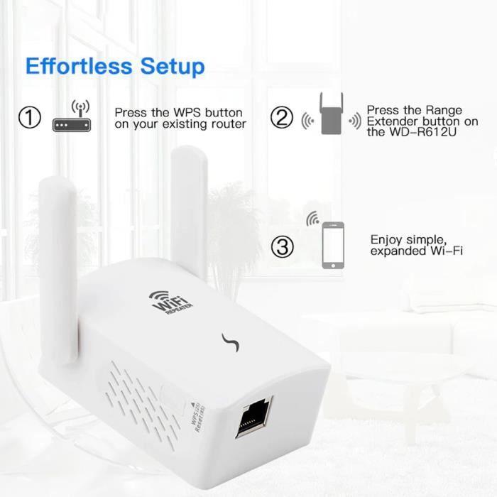 [2 Pieces] 300 Mbps Wifi Repeater - E.F.CONNECTION - Easy Configuration - 200m² Coverage - WPA/WPA2 Security