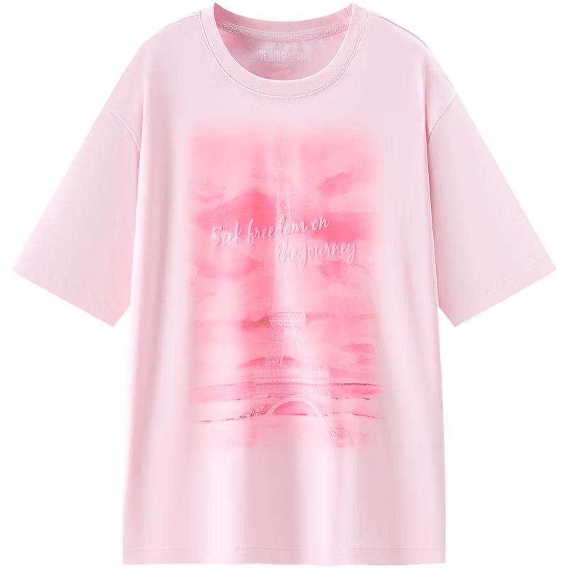 Semir Women s Loose Fit Letter Print Short Sleeve T-Shirt M