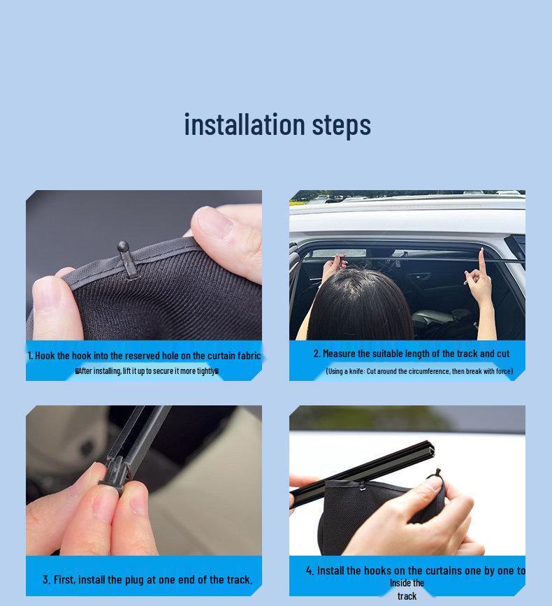 Magnetic Car Privacy Sunshade Curtains for Side Windows - Telescopic Sliding Track Design