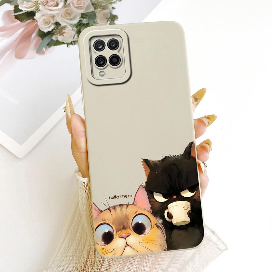 For Samsung Galaxy A12 M12 SM-A125F A127F Cute Cat Flower Butterfly Cartoon Phone Case Shockproof Soft Silicone Cases