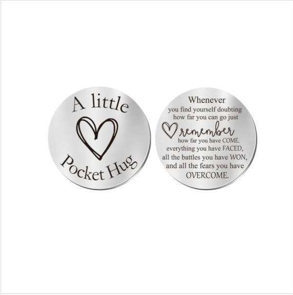 Pock Hug Leather Pocket Token & Stainless Steel Decision Coin Valentine's Day Gift for Lover
