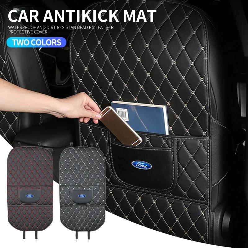 Hot 2025 Hot For Ford New PU Leather Car Anti-Kick Mats Scratch & Wear Resistant Car Seat Back Protector Cover For Ford Focus Mo