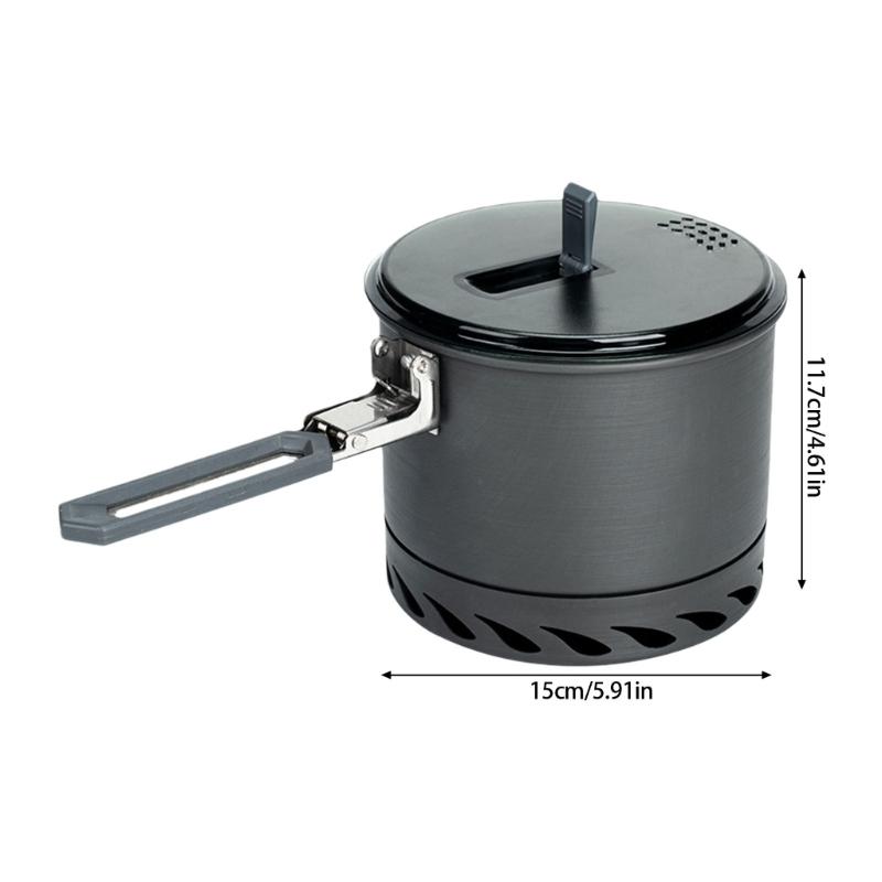 Portable Compacts Backpacking Cookware Windproof Outdoor Cooking Pot with Folding Handle For Outdoor Cooking Efficiency