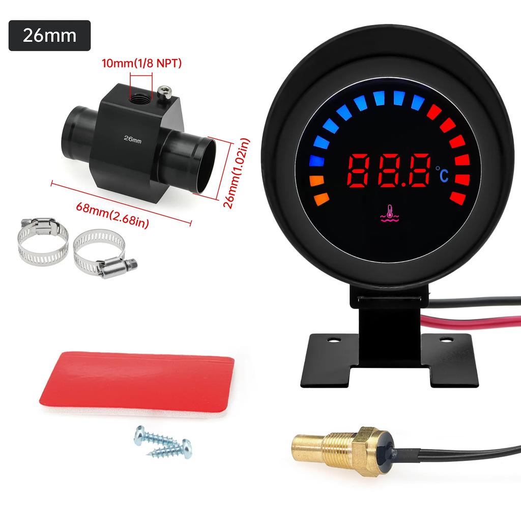 AD 45~120 ℃ Water Temperature Gauge Car Digital LCD Water Temp Meter With 10mm Temperature Sensor Adapter For 12V 24V Car Truck