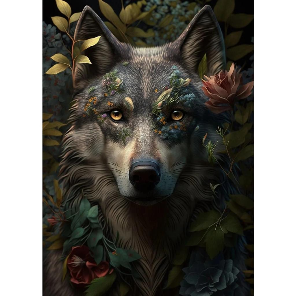 Lion Flamingo Panda Monkey In Flower Jungle Art Posters Wild Animal Art Canvas Painting Print Wall Art Picture Home Decor Mural