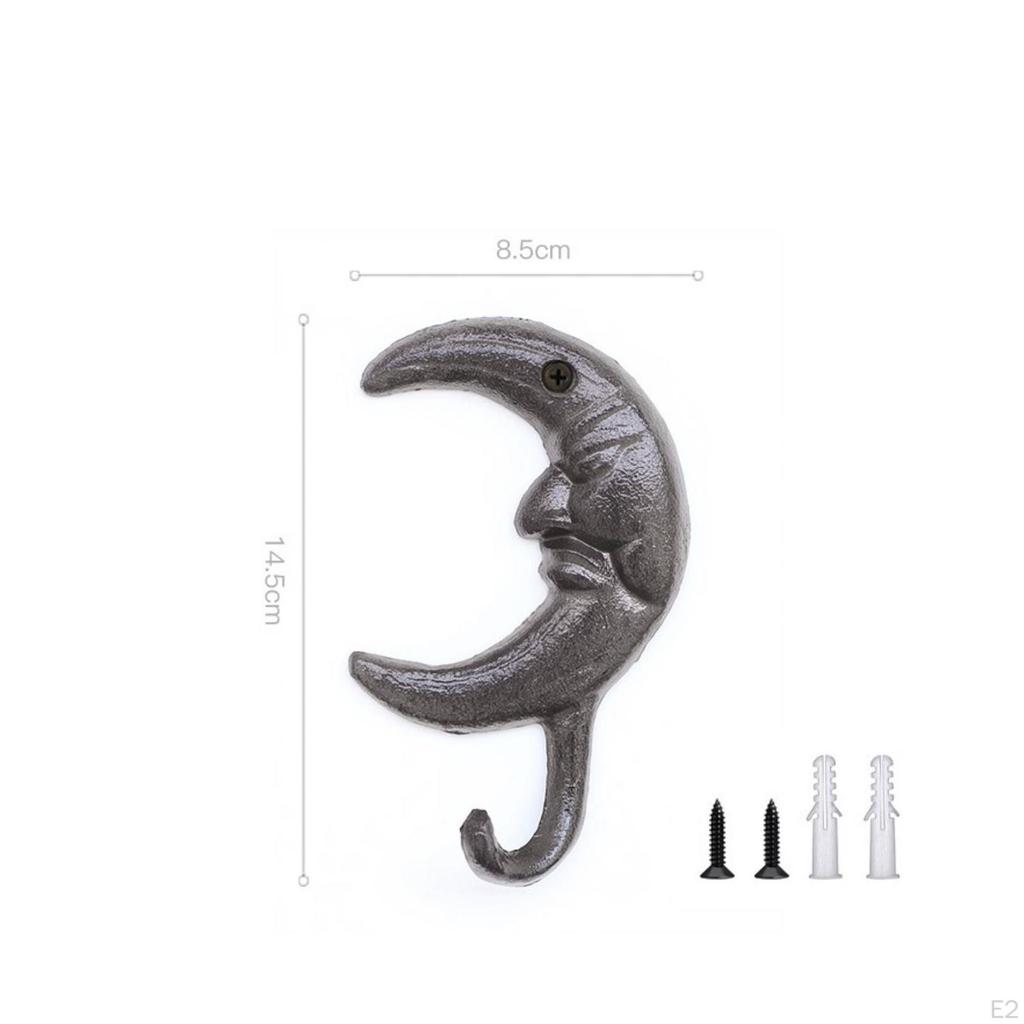 Cast Iron Wall Hook Vintage Decorative Rustic Hardware for Entryway, Hallway, Bedroom Sun