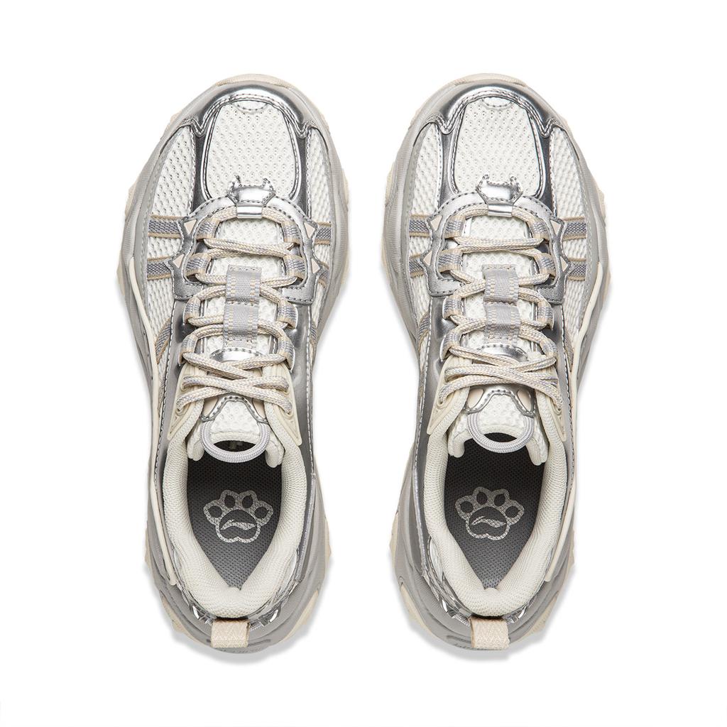 Li Ning Katzenpfote Lite3 Dämpfung Abriebfest Niedrig geschnitten Freizeitschuhe Damen Weiß Silber AGCW186-2