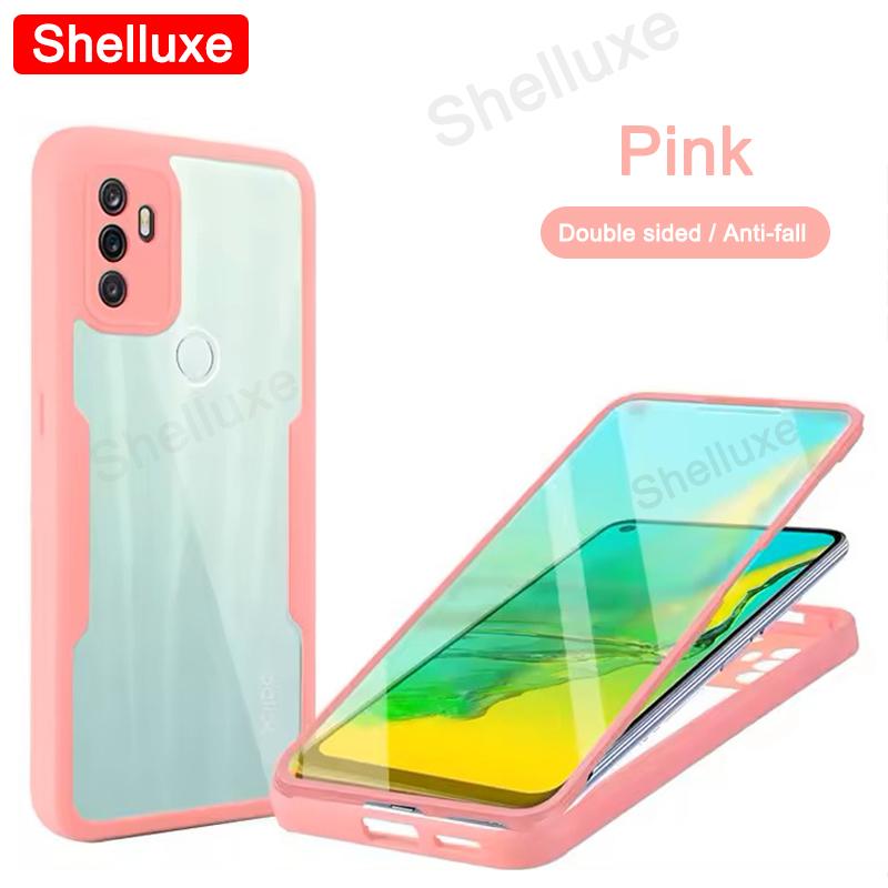 

360 Полная защита корпуса Передняя+Задняя Прозрачный чехол Shelluxe Для OPPO A53 A53s A33 A32 OppoA53 OppoA53s 2020 Силиконовый Двусторонний Чехол для телефона OPPO A32 2020 розовый
