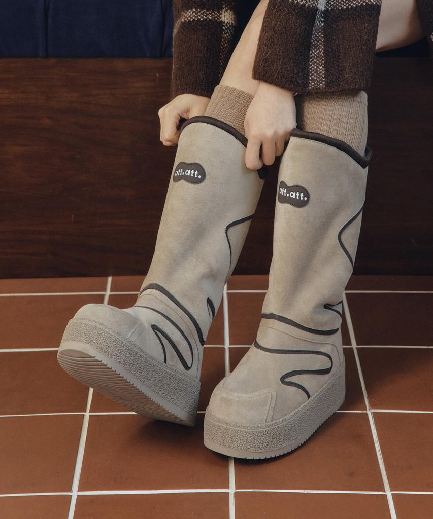 Att Wave Stitch Fur Mid Boots (Att4001)