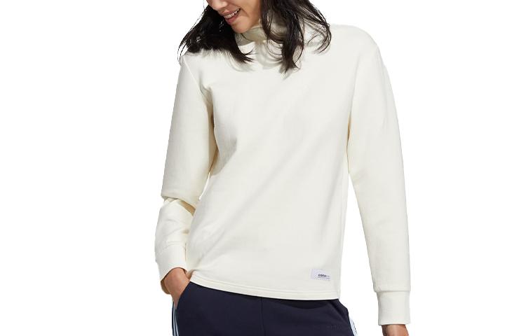Adidas Neo Sweatshirts Women s Ivory Stand Collar Moderate Regular GP5498 XL