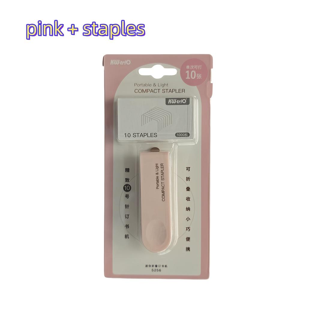 Portable Mini Stapler Set with 1000pcs 10# Staples Folding Light Compact Manual Stapler with Remover Tail Binding Tools