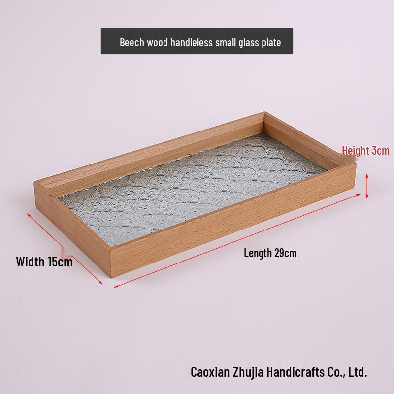 Retro Begonia Glass and Wood Tea Tray Set