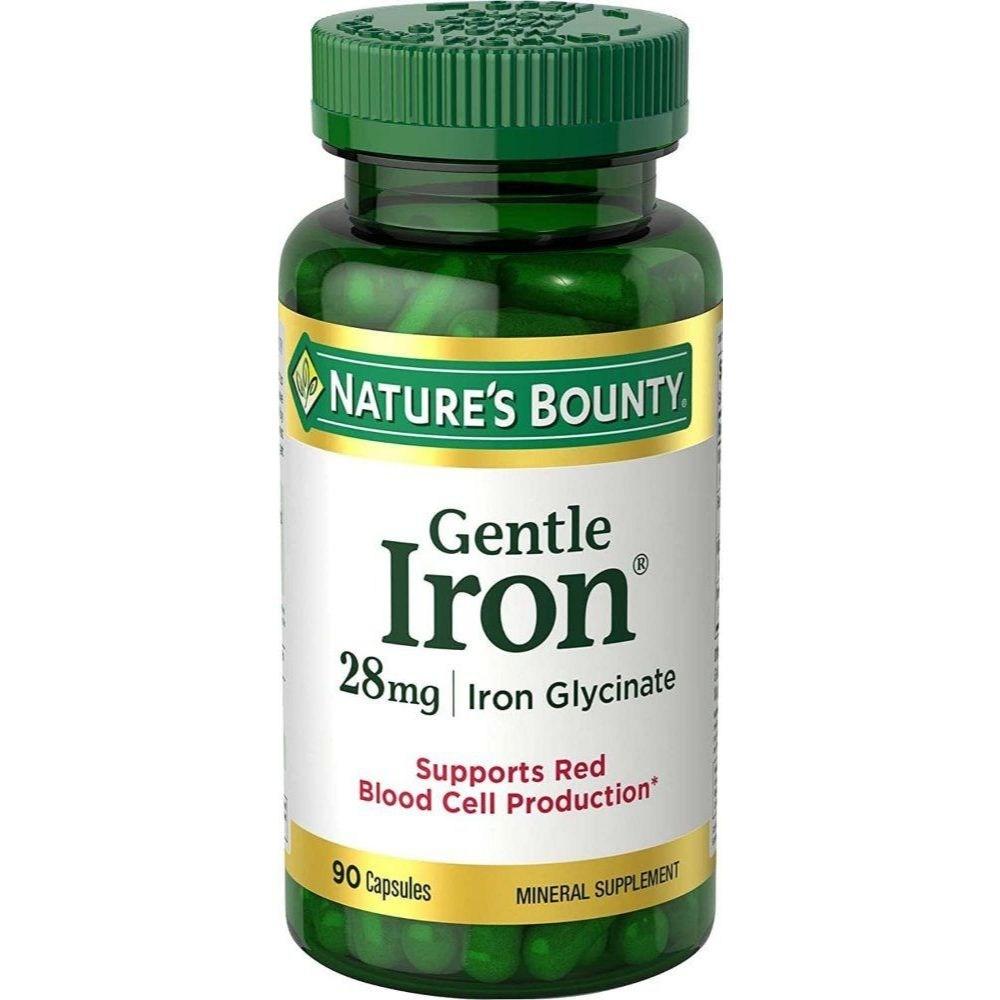 Nature's Bounty Gentle Iron 28mg 90 Capsules 3 Packs 3 pcs