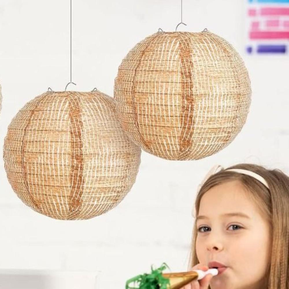 3pcs 8inch Linen Paper Lantern Funny Hanging Lantern Creative Festival Lantern  Home Decor