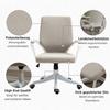 Office Chair Ergonomic Desk Chair with Armrest, Height-Adjustable Swivel Chair with Tilt Function, Linen Look, Padded Computer Chair, Beige+White