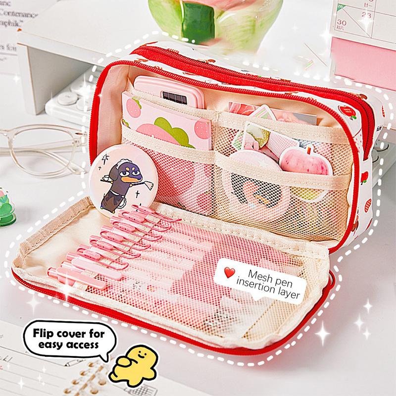 Cute Cartoon Puppy Pencil Case Multilayer Large Multi-Functional Mechanism Kawaii Student Pencil Box Stationery Storage Box