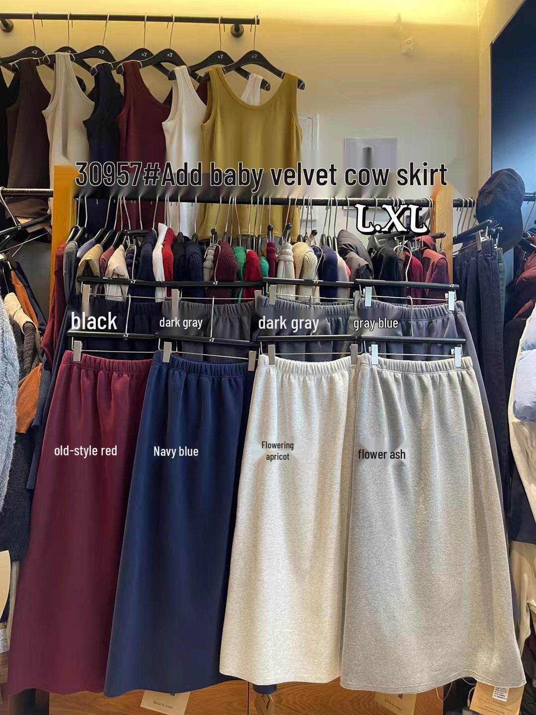 

Женская зимняя юбка с высокой талией в корейском стиле большого размера, на флисовой подкладке, теплая XL