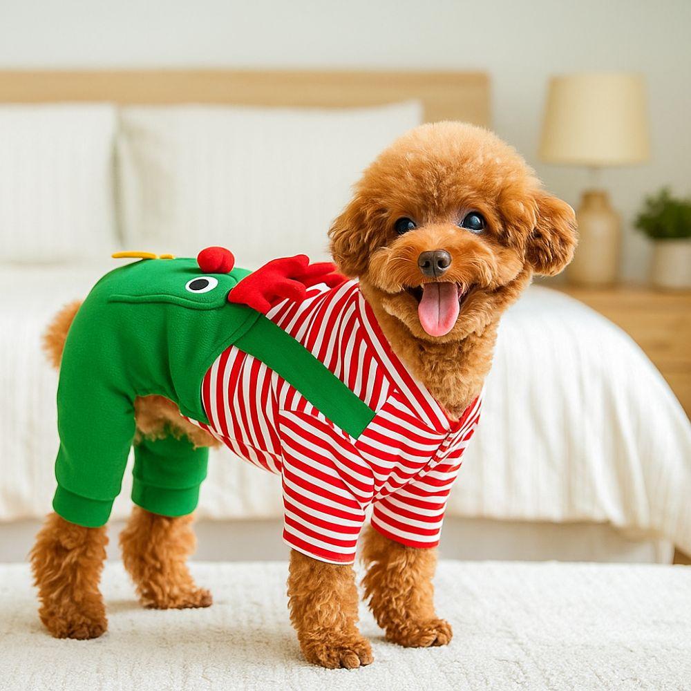 Warm Dog Four Legged Clothes Striped Pet Dress Up Costume Cats Christmas Coats  Autumn and Winter