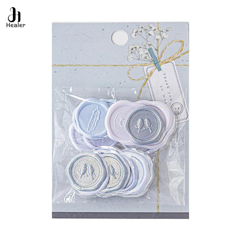 18pcs Bag Vintage Sticker Wax Stamp Seal Sticker for DIY Decorative Scrapbook Wedding Envelope Candy Color Sticker for Student