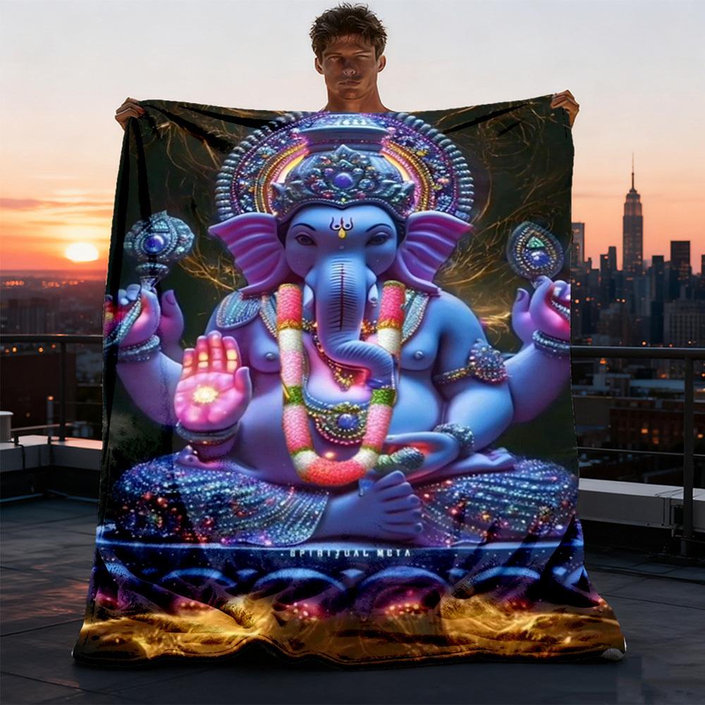 1pc Spiritual Decor Throw Blanket Polyester Fiber, Lightweight Flannel, Soft & Warm, All Season Use for Outdoor, Camping Digital Print